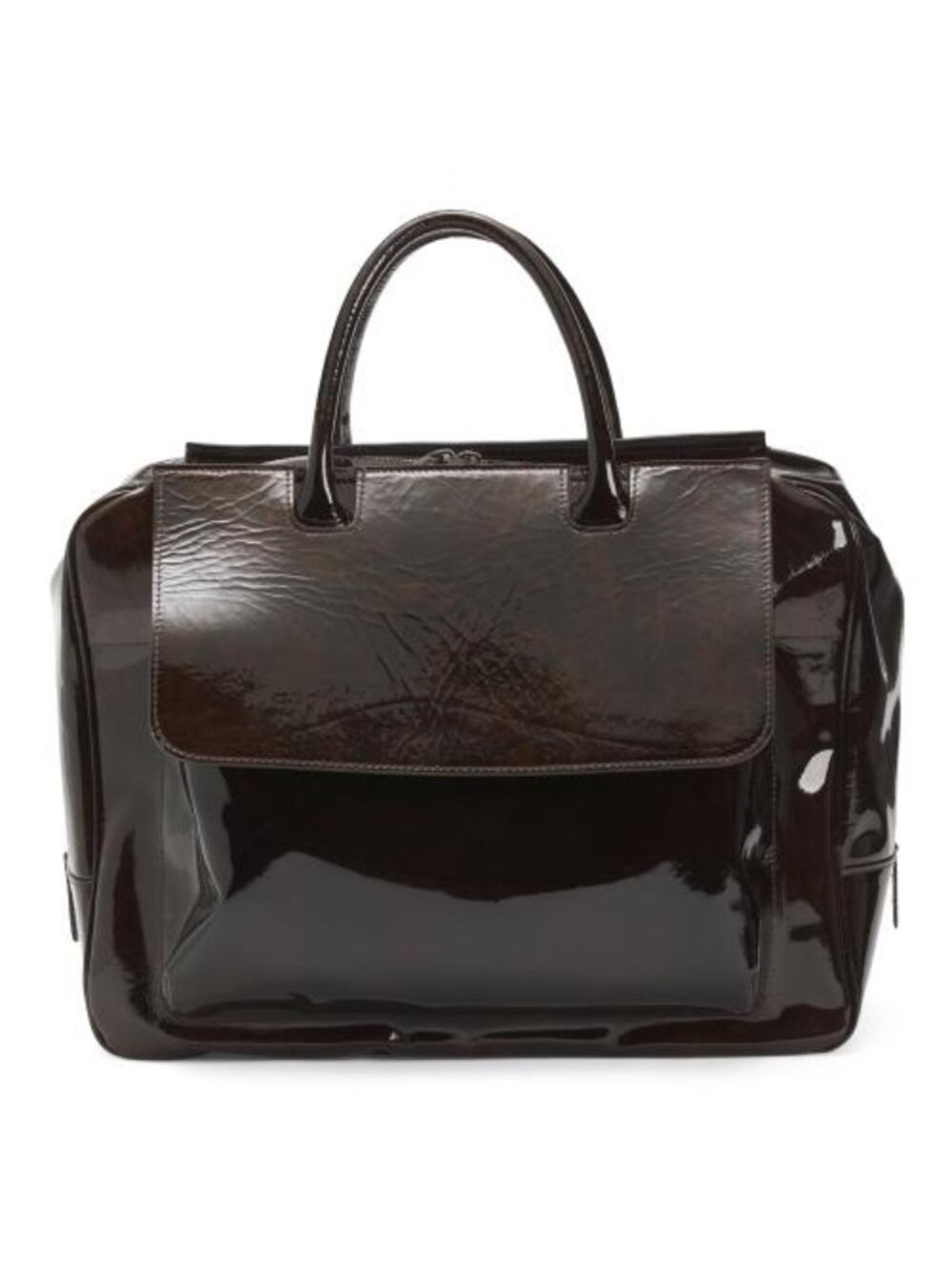 FALOR Made In Italy Patent Leather Large Front Pocket Bag